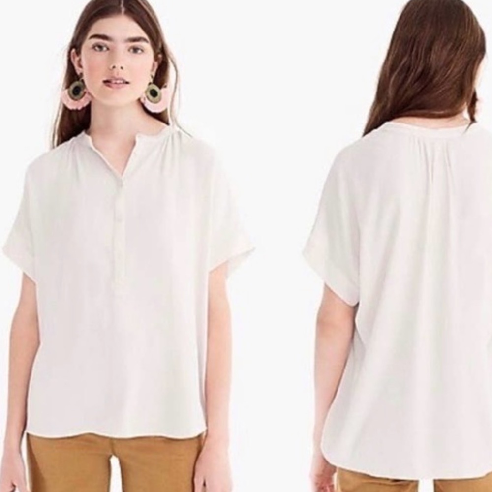 Point Sur Drapey Popover Cream White Blouse Top XS - Picture 1 of 7